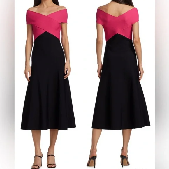 Carolina Herrera Colorblock Knit Midi Dress